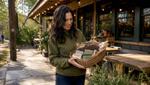 Woman shopping Michigan outdoor gifts in store