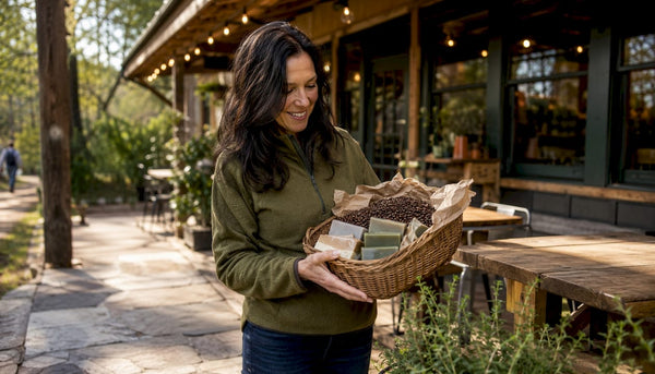 Woman shopping Michigan outdoor gifts in store