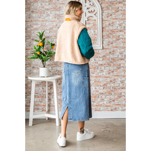 Soft Fleece Quilted Puffer Sleeve Pullover