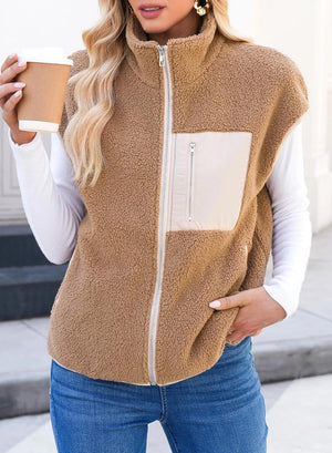 Sherpa Fleece Zip Up Vest