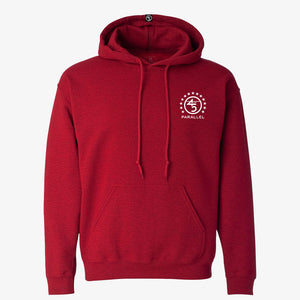 45th Parallel Standard Hoodie in Trail Red — front view with star ring badge