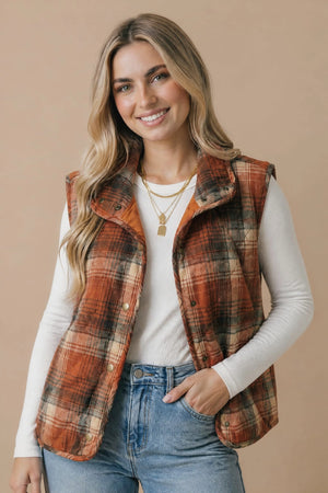 Quilted Snap Button Puffer Vest