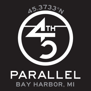 45th Life My Latitude Sticker featuring 45th Parallel coordinates. Bay Harbor, Michigan