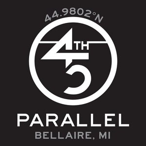45th Life My Latitude Sticker featuring 45th Parallel coordinates. Bellaire, Michigan