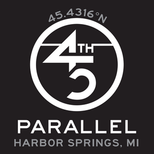 45th Life My Latitude Sticker featuring 45th Parallel coordinates. Harbor Springs, Michigan