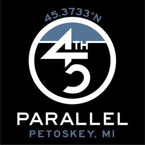 45th Life My Latitude Sticker featuring 45th Parallel coordinates. Petoskey, Michigan