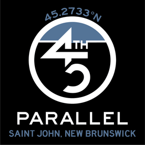 45th Life My Latitude Sticker featuring 45th Parallel coordinates. Bellaire, Michigan. Saint John, New Brunswick