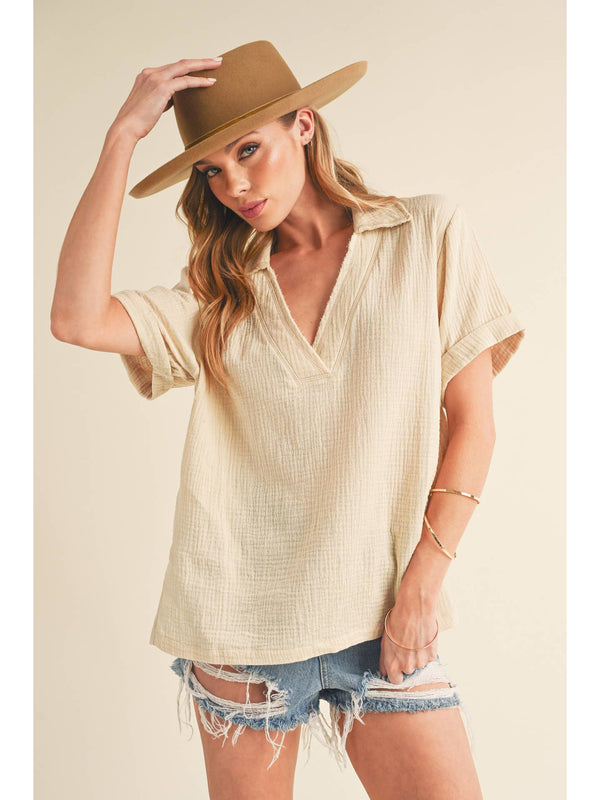 45th Parallel Jamy Collared Short Sleeve Top