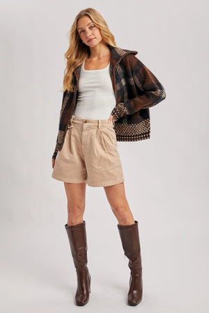 Plaid Wide Collar Knit Sweater