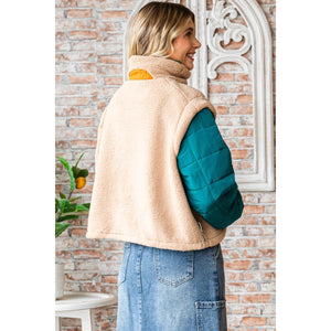 Soft Fleece Quilted Puffer Sleeve Pullover
