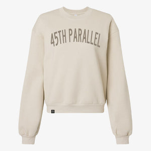 Cropped Collegiate Crew sweatshirt in Bone front view