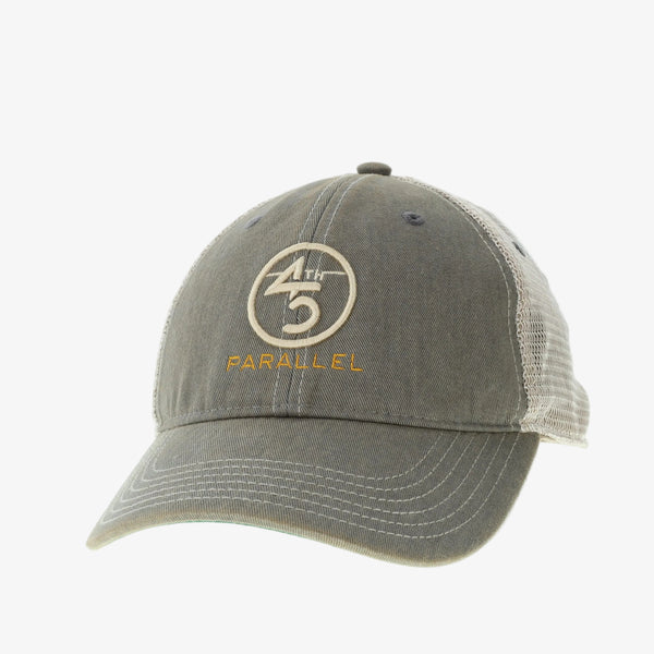 45th Parallel Classic Embroidered Hat in Midnight Olive with tan mesh back