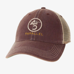 45th Parallel Classic Embroidered Hat in Rustic Burgundy with tan mesh back