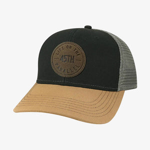 45th Parallel Life On The 45th Trucker Hat in Black | Grey | Tan