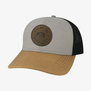 45th Parallel Life On The 45th Trucker Hat in Grey | Black | Tan