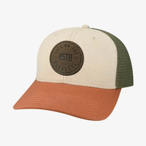 45th Parallel Life On The 45th Trucker Hat in Natural | Olive | Rust