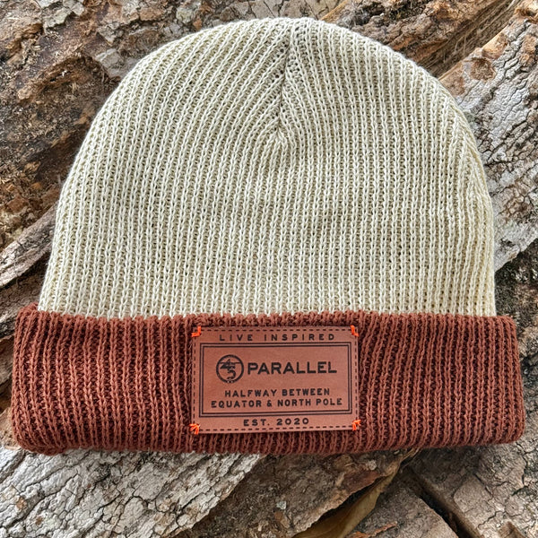45th Parallel Leather Patch Two Tone Beanie