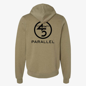 Emblem Hoodie in Heather Olive back view