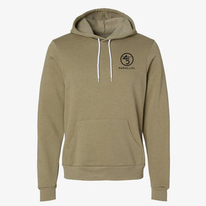 Emblem Hoodie in Heather Olive front view