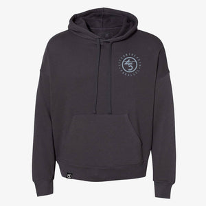 45th Parallel Tagline Hoodie in Midnight Black front view