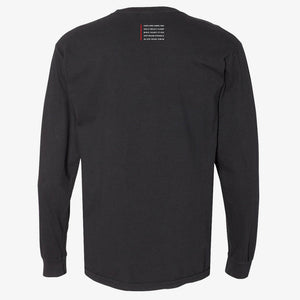45th Parallel Long Sleeve Tagline Tee in Midnight Black back view