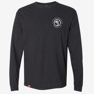 45th Parallel Long Sleeve Tagline Tee in Midnight Black front view