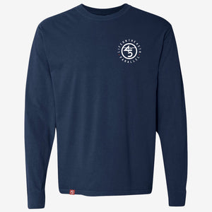 45th Parallel Long Sleeve Tagline Tee in Midnight Navy front view