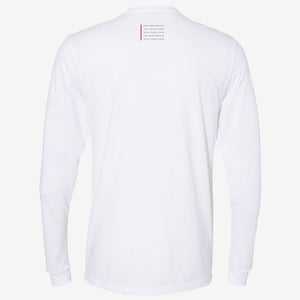 45th Parallel Long Sleeve Tagline Tee in Summit White back view