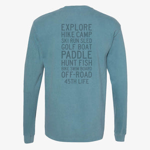 45th Parallel Long Sleeve Activity Tee in Glacier Blue back view