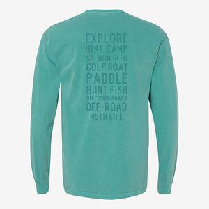 45th Parallel Long Sleeve Activity Tee in Lake Teal back view