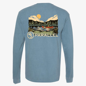 45th Parallel Long Sleeve Vintage Canoe Tee in Ice Blue back view