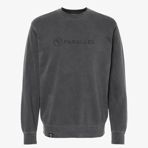 45th Parallel Embroidered Crew sweatshirt in Pigment Black