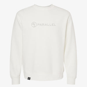 45th Parallel Embroidered Crew sweatshirt in Pigment White