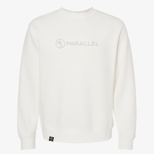 45th Parallel Embroidered Crew sweatshirt in Pigment White