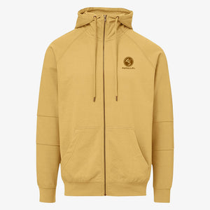 Embroidered Zip Hoodie in Harvest Gold front view
