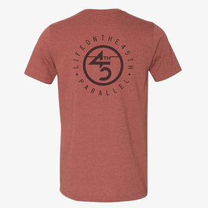 45th Parallel Tagline Tee in Heather Clay back view