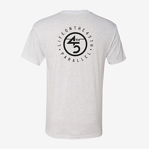 45th Parallel Tagline Tee in Heather White back view