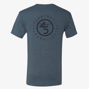 45th Parallel Tagline Tee in Steel Blue back view