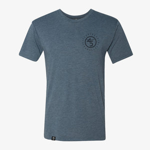 45th Parallel Tagline Tee in Steel Blue front view