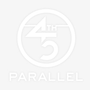 45th Parallel Classic Logo die-cut sticker in white with circle logo, 5x5 inch
