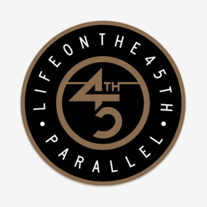 45th Parallel Tagline Sticker in Brown