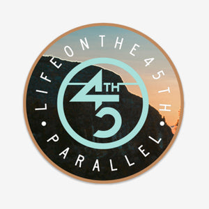 45th Parallel Tagline Sticker in Scenic