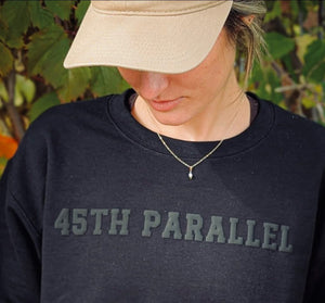 Embossed Crewneck in Midnight Black lifestyle shot