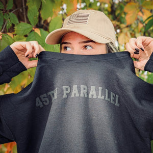 Embossed Crewneck in Midnight Black lifestyle shot