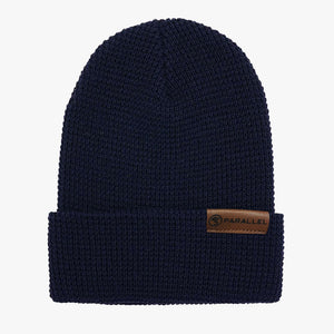 45th Parallel Northwood Beanie in Midnight Navy with leather patch