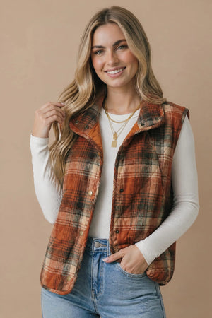 Quilted Snap Button Puffer Vest