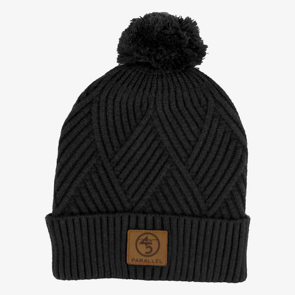 45th Textured Cuff Beanie with Leather patch