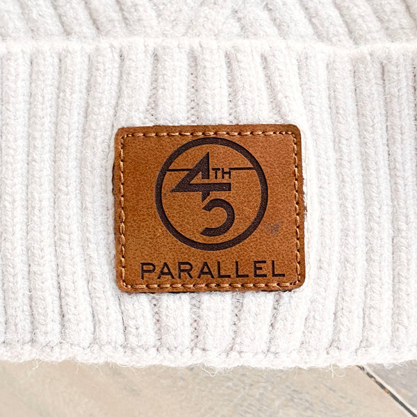 45th Textured Cuff Beanie with Leather patch