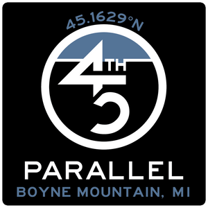 45th Life My Latitude Sticker featuring 45th Parallel coordinates. Boyne Mountain, Michigan