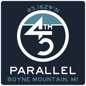 45th Life My Latitude Sticker featuring 45th Parallel coordinates. Boyne Mountain, Michigan